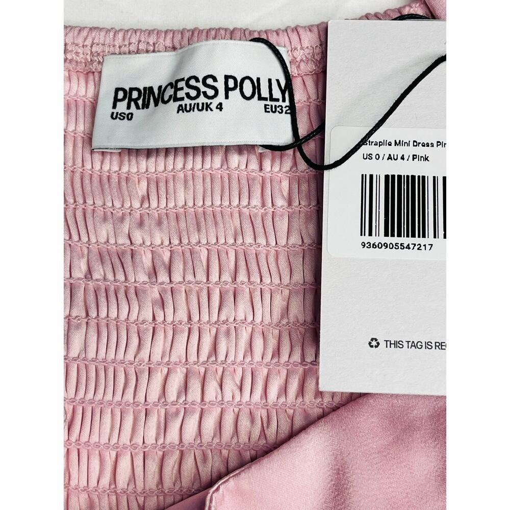 Princess Polly womens Straplie Mini Dress Pink size 0 New with tags Coquette - Picture 4 of 14